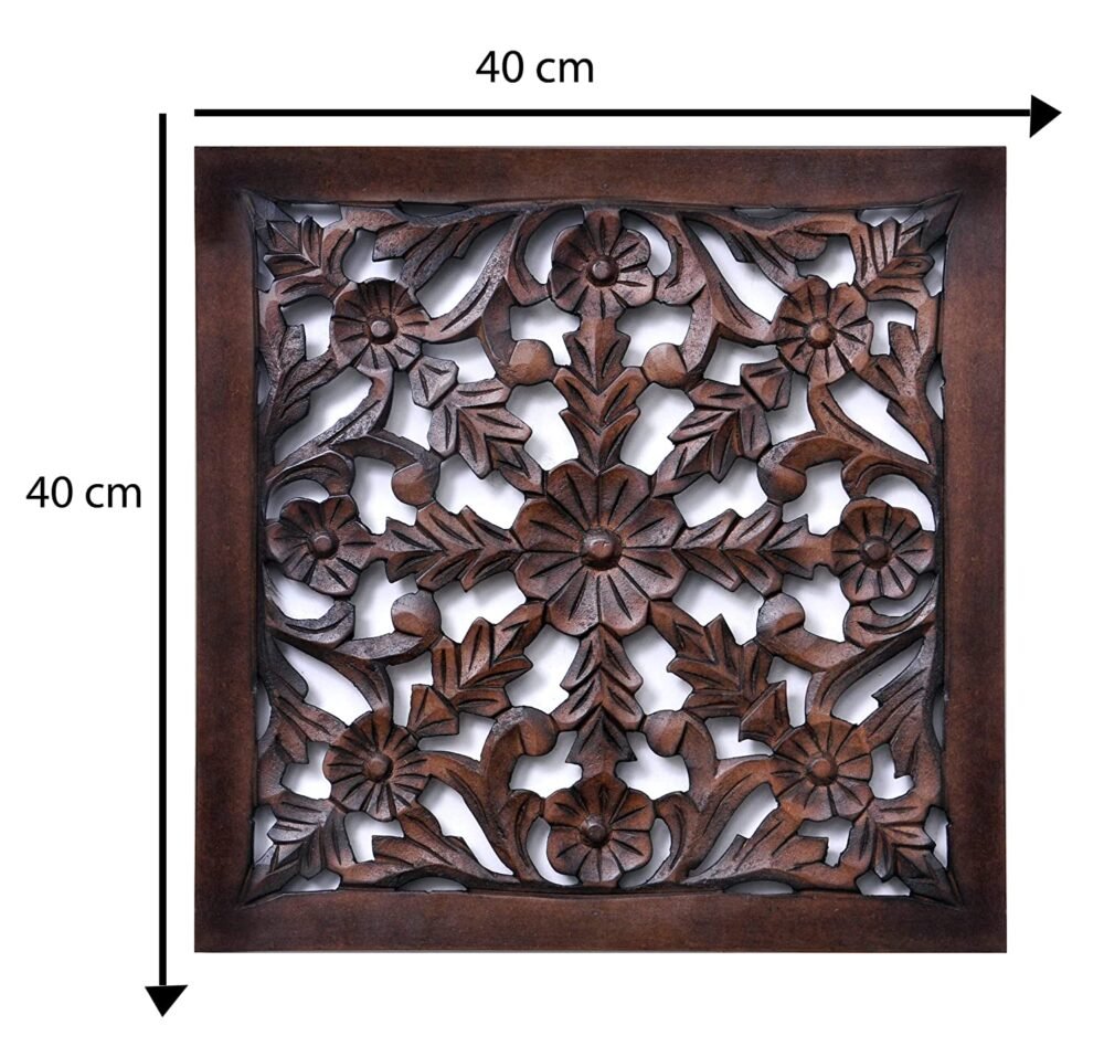 FURNITURE OF INDIA Wall Hanging Panel | Wooden Wall Decorative Frame for Living Room | MDF Wall Decor Wooden Frame for Home,16x16 inches, Brown - Image 2
